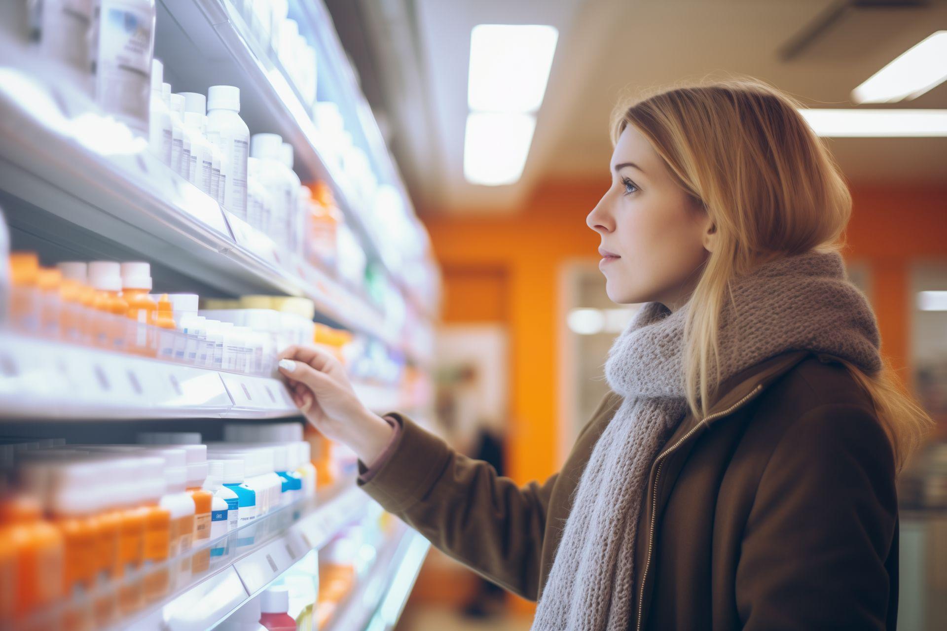 Mujer en farmacia. Codigo2 Studios