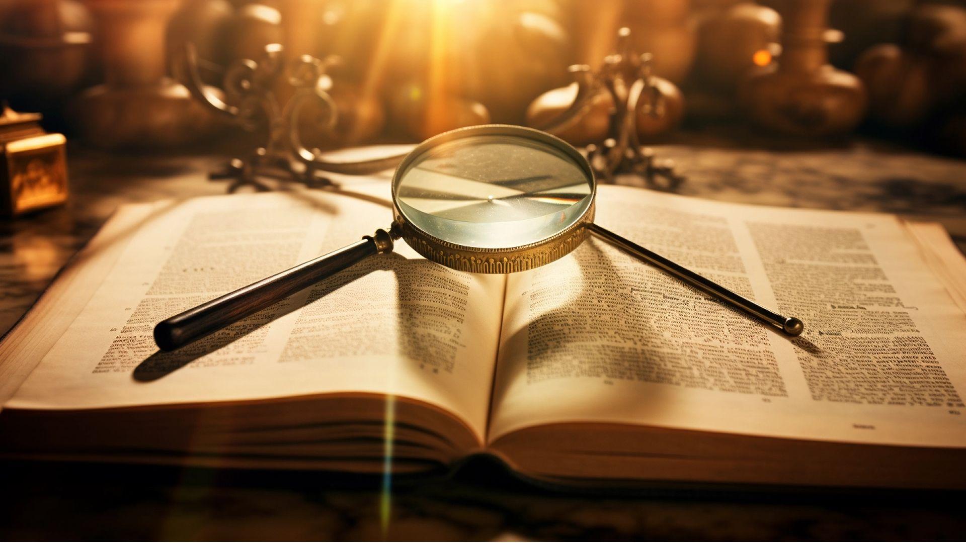 Diccionario y lupa para encontrar las palabras correctas. Codigo2 Studios