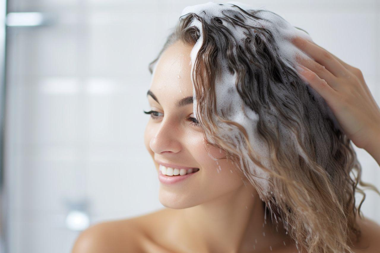 Mujer lavándose el pelo con abundante jabón. Codigo2 Studios