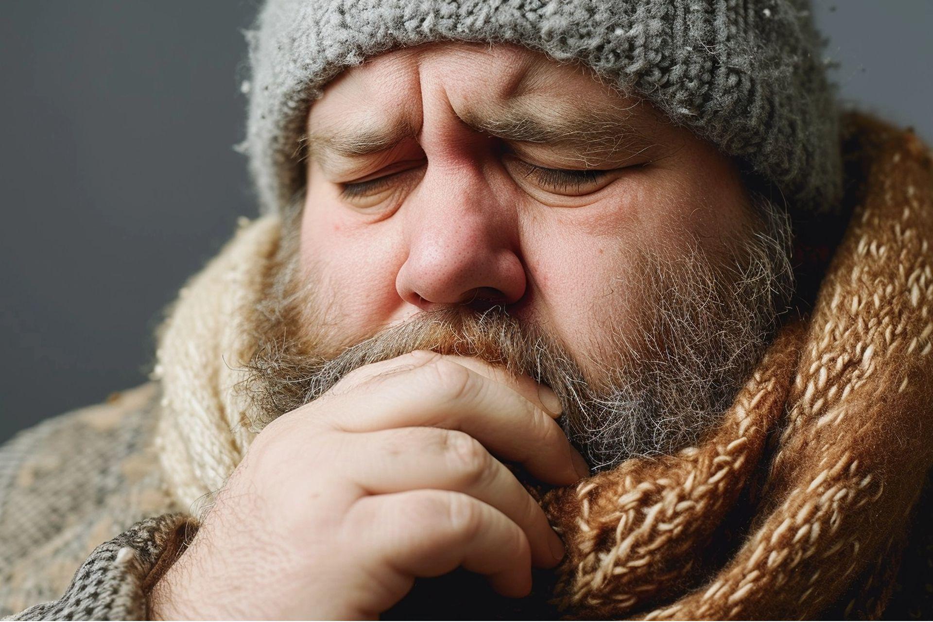 Hombre tapándose la boca porque tiene mal aliento. Codigo2 Studios